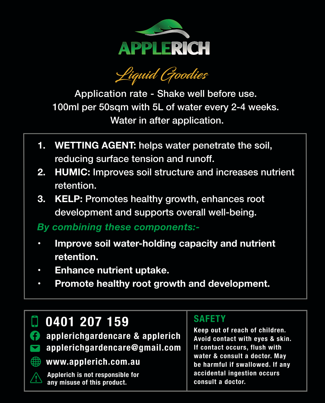 Applerich Liquid Goodies - Wetting Agent, Humic & Kelp