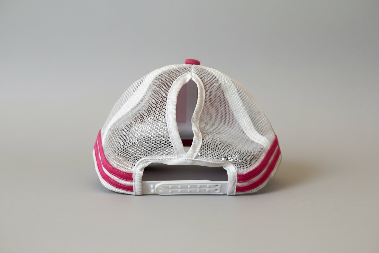 Pink Applerich Hat (with ponytail holder)